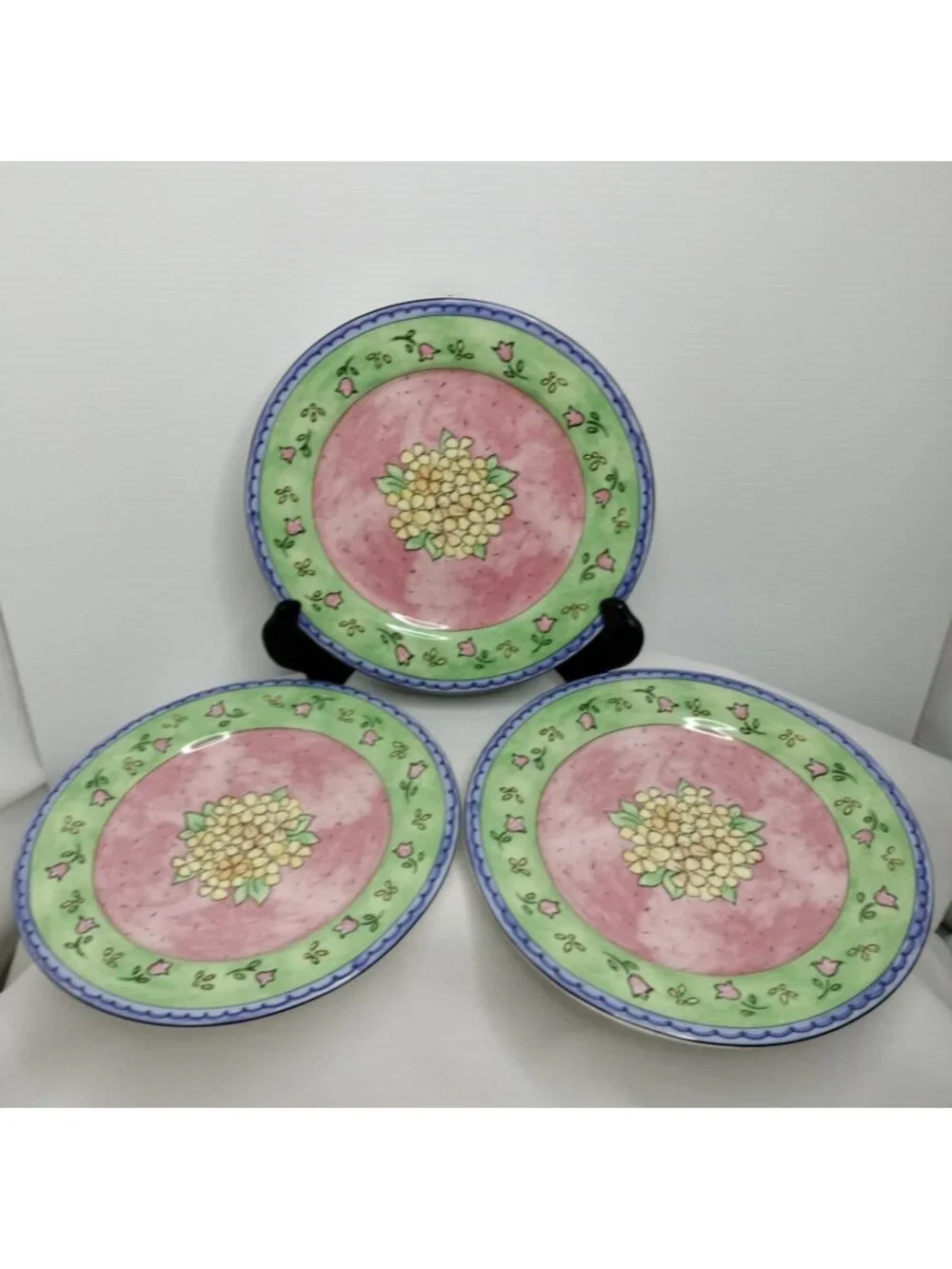 Sango Watercolor Blueberry Sky Salad Plates  7 3/4
